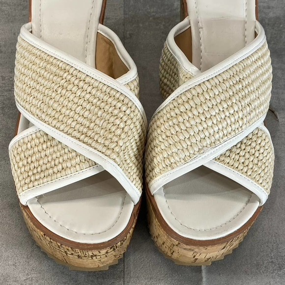 Donald Pliner Women's Natural Canvas Ilonar Crisscross Wedge Platform Sandals - Picture 6 of 13